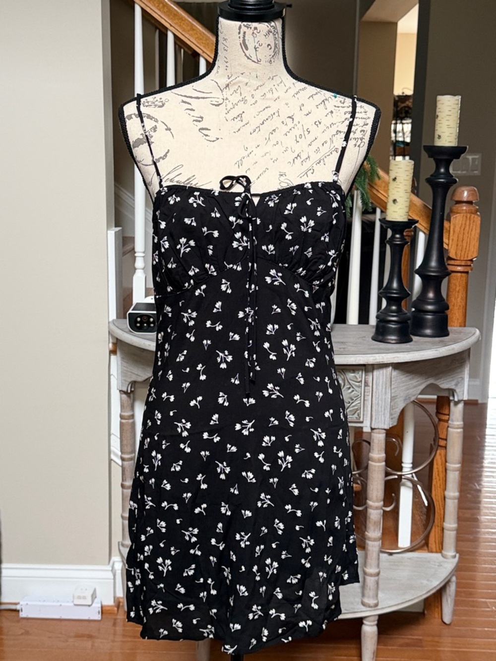Stillwater Black Floral Tie-Front Mini Dress